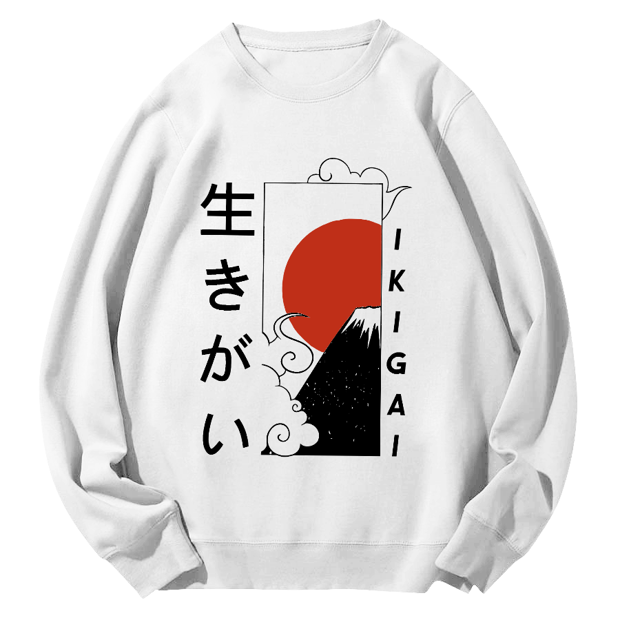 Ukiyo-e Sunrise Round Neck Sweatshirt-Zazasy