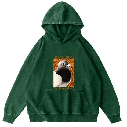 I May Be Dumb Pigeon Washed Hoodie-Zazasy