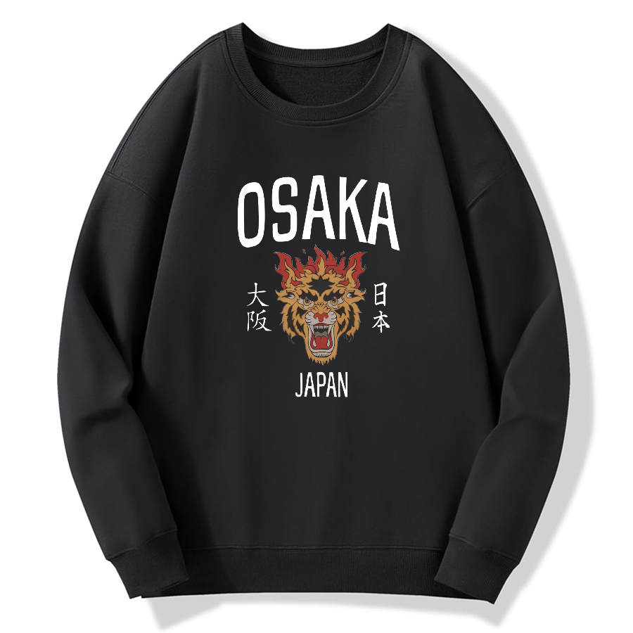 Osaka, Japan Retro Tiger Cotton Pullover Sweatshirt