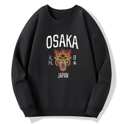 Osaka, Japan Retro Tiger Cotton Pullover Sweatshirt