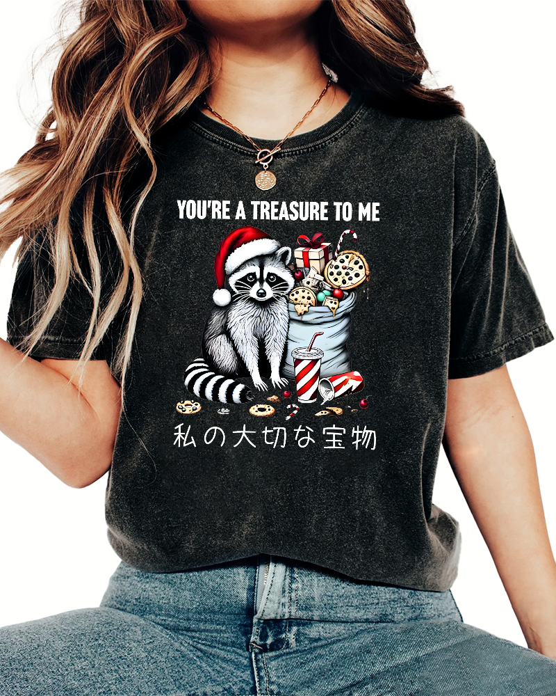 You are my treasure, Christmas wild raccoon Vintage Washed T-shirt