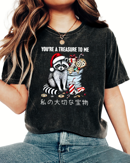 You are my treasure, Christmas wild raccoon Vintage Washed T-shirt