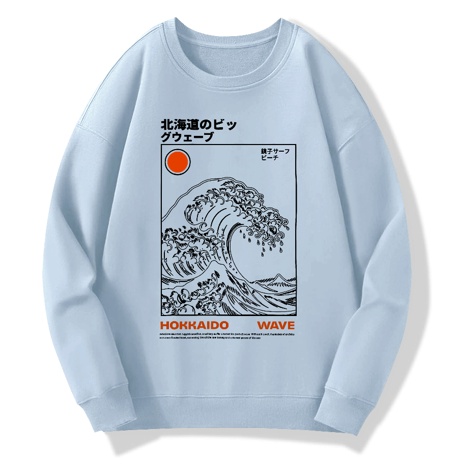 Kanagawa Retro Cotton Pullover Sweatshirt