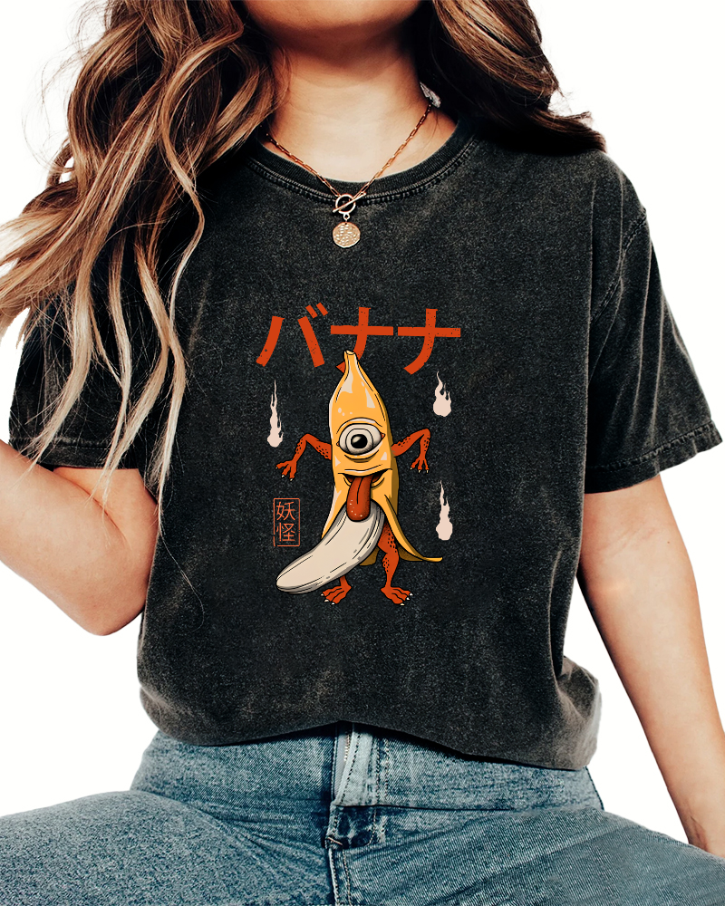 Banana Monster Japanese Vintage Distressed T-shirt-Zazasy