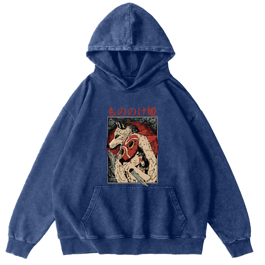Anime Pattern Japanese Style Vintage Distressed Hoodie-Zazasy