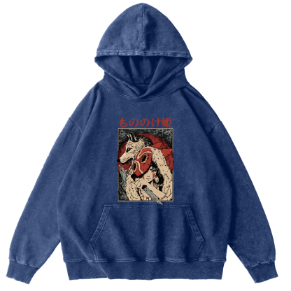 Anime Pattern Japanese Style Vintage Distressed Hoodie-Zazasy