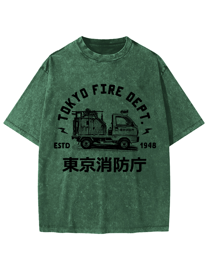 Tokyo Fire Department Vintage Washed T-shirt-Zazasy