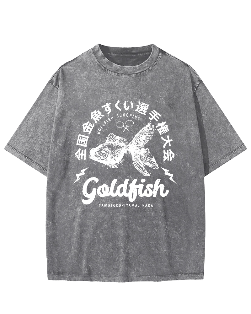 Japanese Goldfish Display Vintage Washed T-shirt-Zazasy