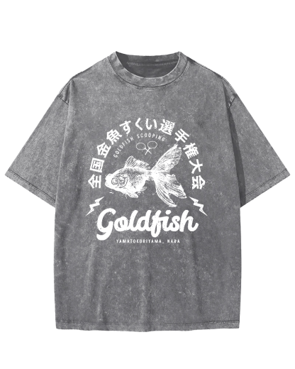 Japanese Goldfish Display Vintage Washed T-shirt-Zazasy