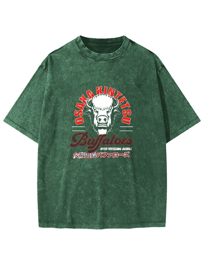 Osaka Bullhead Japanese Style Vintage Distressed T-shirt-Zazasy