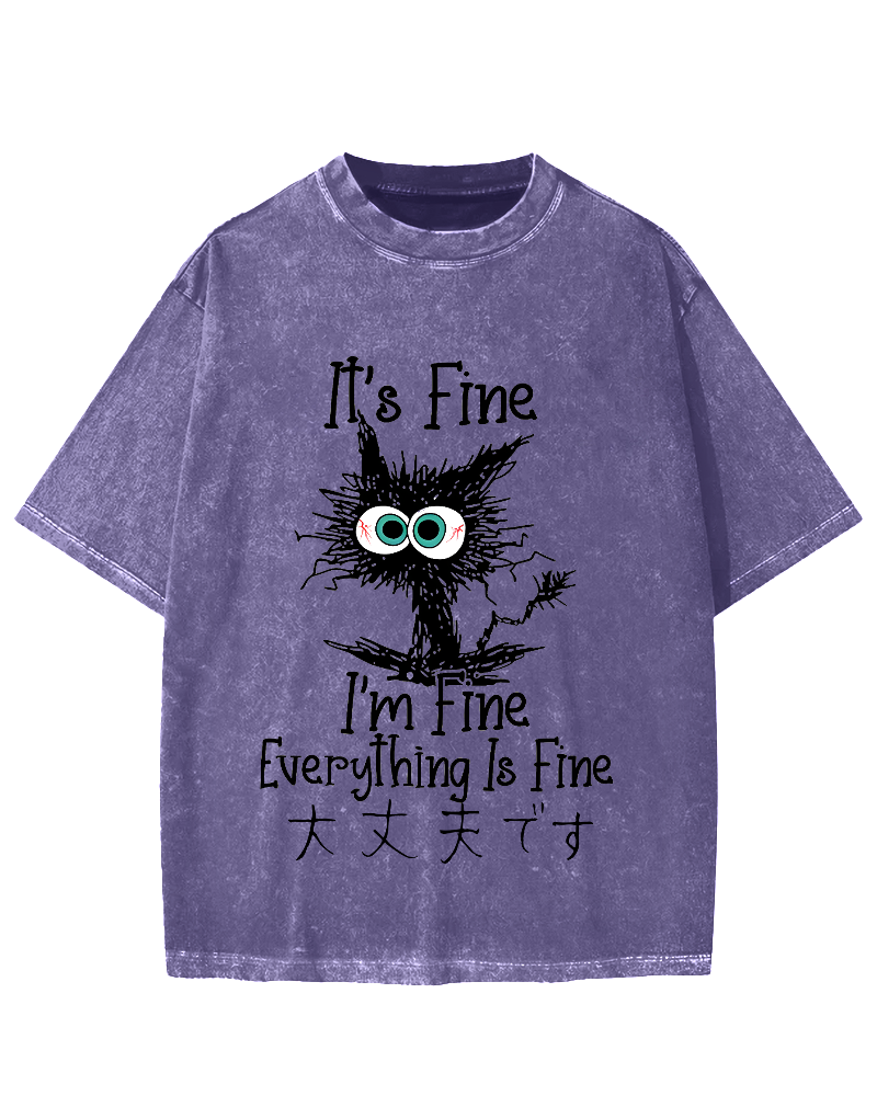 It's Fine Cat Vintage Washed T-shirt