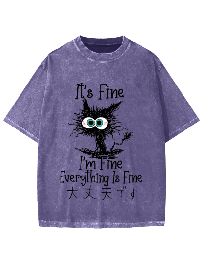 It's Fine Cat Vintage Washed T-shirt