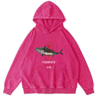 Seafood Market Japanese style washed hoodie-Zazasy