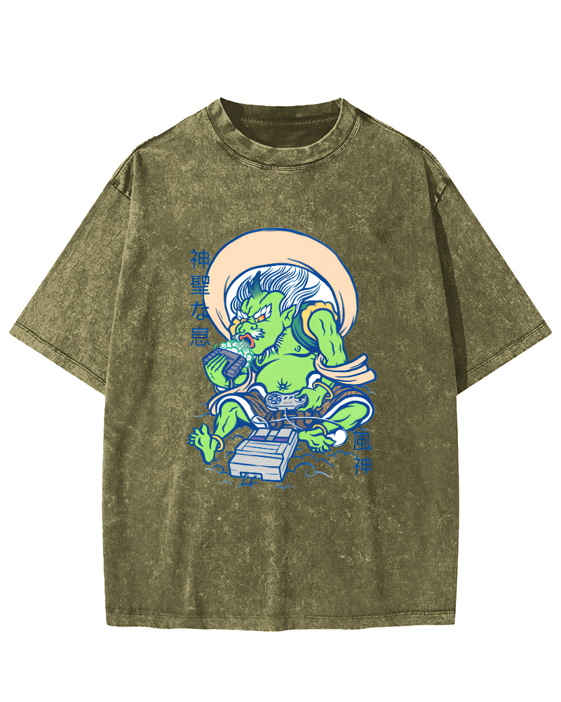 Abstract Monster Japanese Vintage Distressed T-shirt-Zazasy