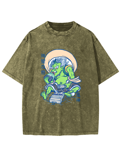 Abstract Monster Japanese Vintage Distressed T-shirt-Zazasy