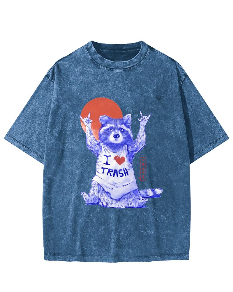I Love Trash Vintage Distressed T-shirt-Zazasy