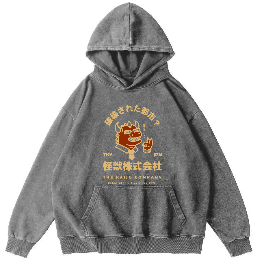 Monsters in Society Vintage Washed Hoodie-Zazasy