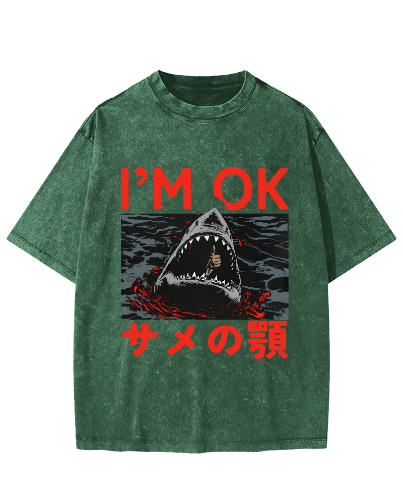 IM OK Japanese Style Vintage Washed T-shirt-Zazasy