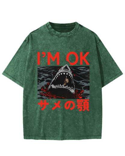 IM OK Japanese Style Vintage Washed T-shirt-Zazasy