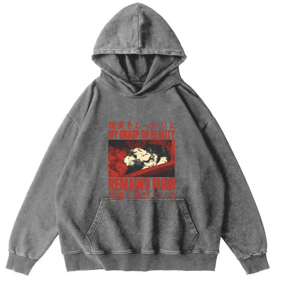 Retro Mouse Japanese Style Vintage Distressed Hoodie-Zazasy