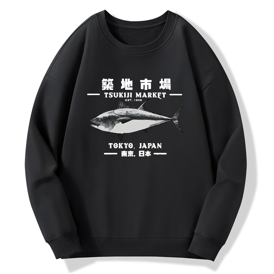 Tokyo Tsukiji Market Cotton Pullover Sweatshirt