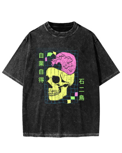 Self Pleasure Japanese Style Vintage Washed T-shirt-Zazasy