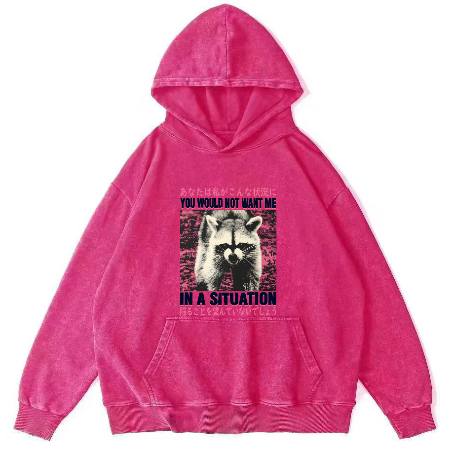 Red Panda Pattern Japanese Style Vintage Distressed Hoodie-Zazasy