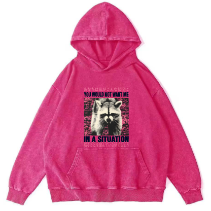 Red Panda Pattern Japanese Style Vintage Distressed Hoodie-Zazasy