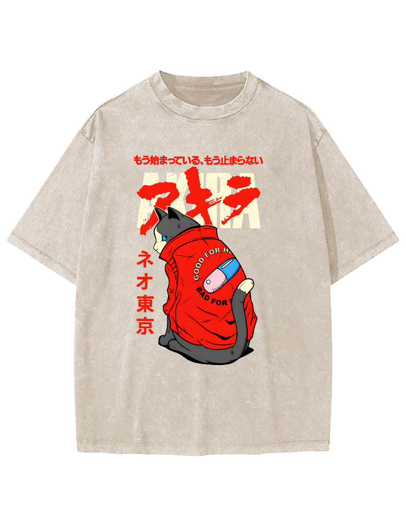 Cats in Tokyo Vintage Distressed T-shirt-Zazasy