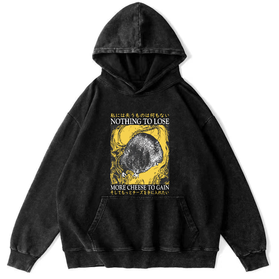 Mouse Pattern Japanese Sstyle Vintage Distressed Hoodie-Zazasy