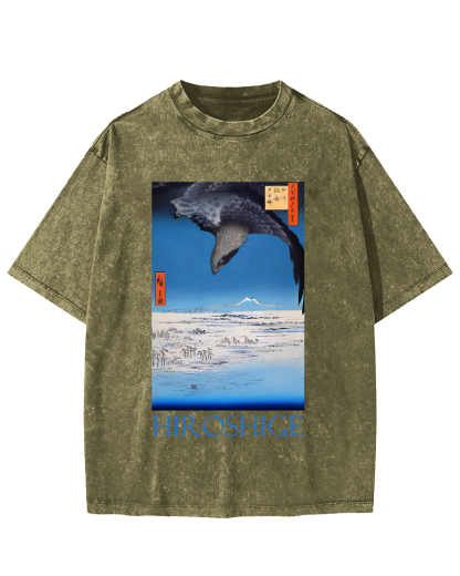 Hiroshige  Vintage Washed T-shirt-Zazasy