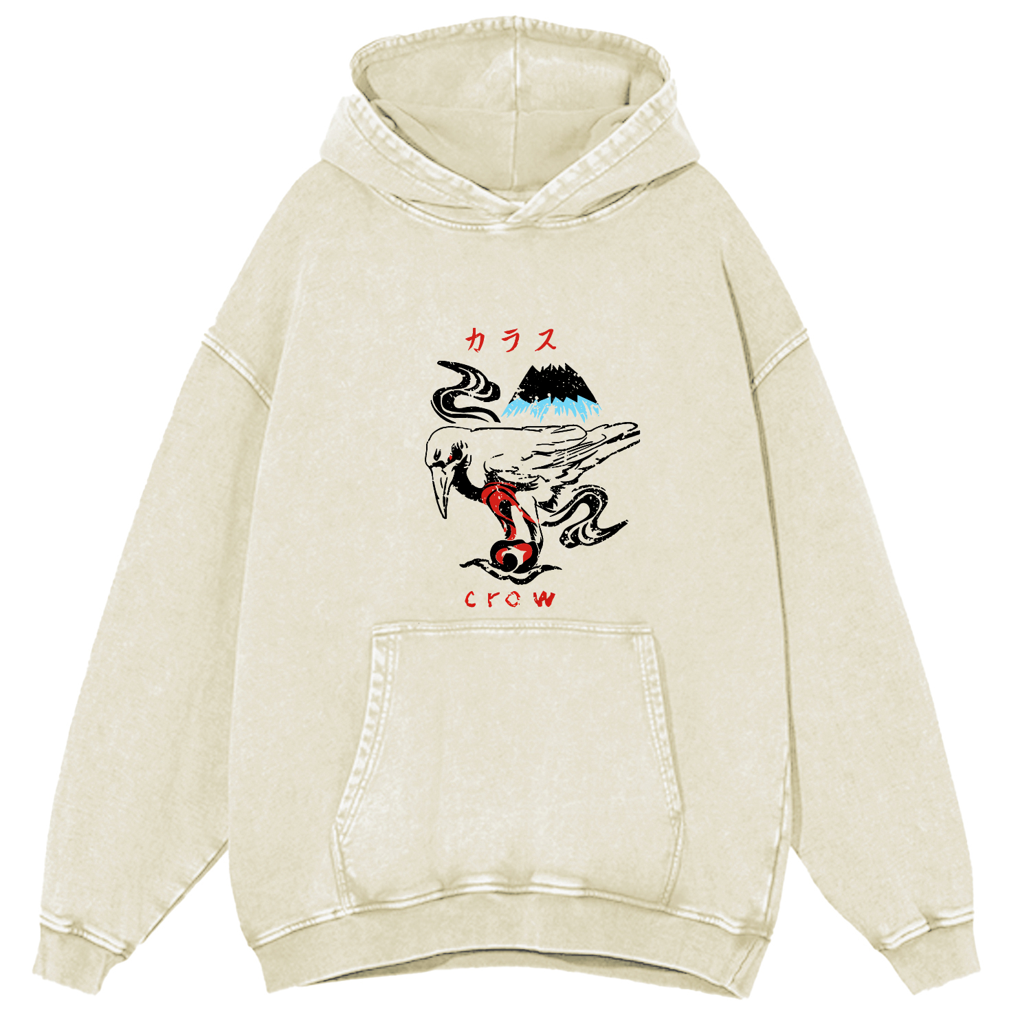 Retro Crow Pattern Vintage Distressed Hoodie-Zazasy