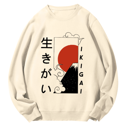 Ukiyo-e Sunrise Round Neck Sweatshirt-Zazasy
