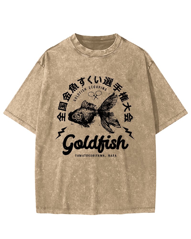 Japanese Goldfish Display Vintage Washed T-shirt-Zazasy
