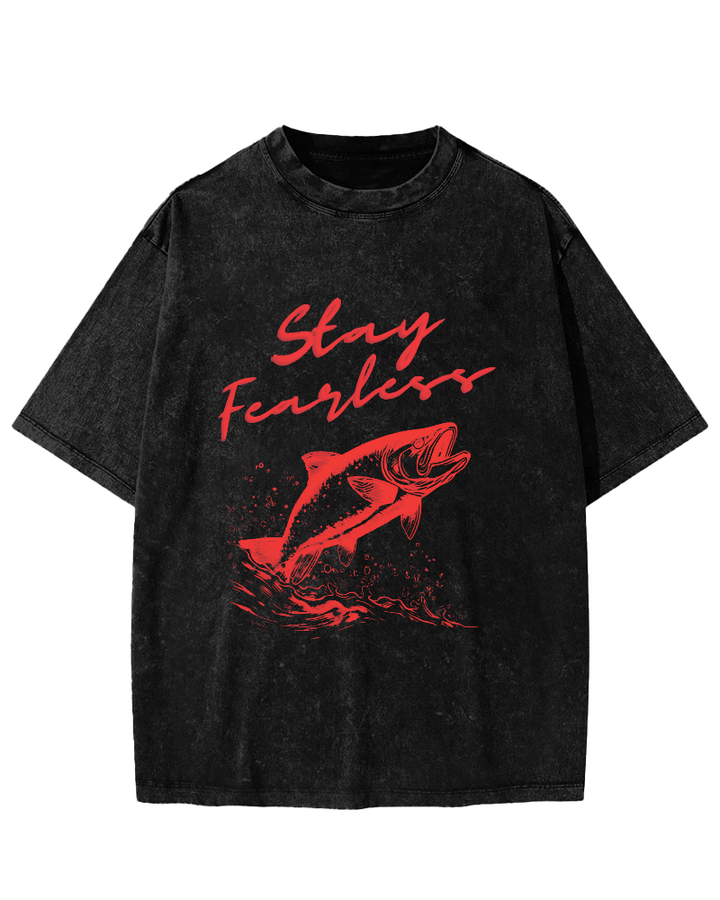 Ocean Salmon Leisure Vintage Distressed T-shirt-Zazasy