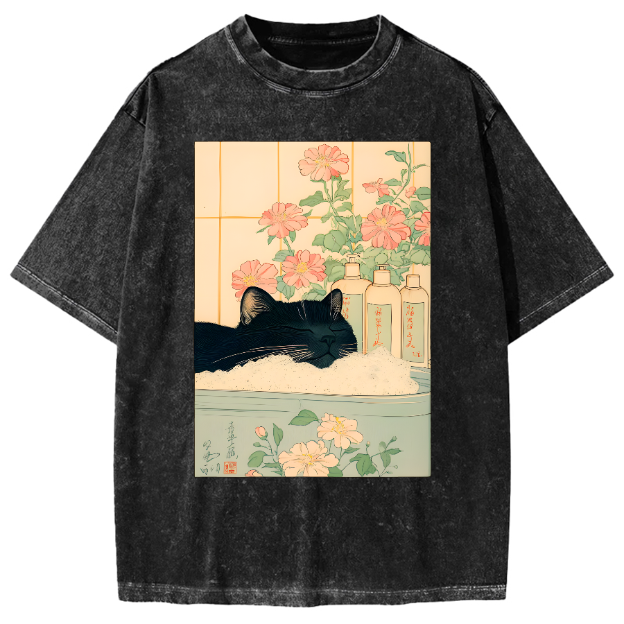 Black cat Vintage Washed T-shirt