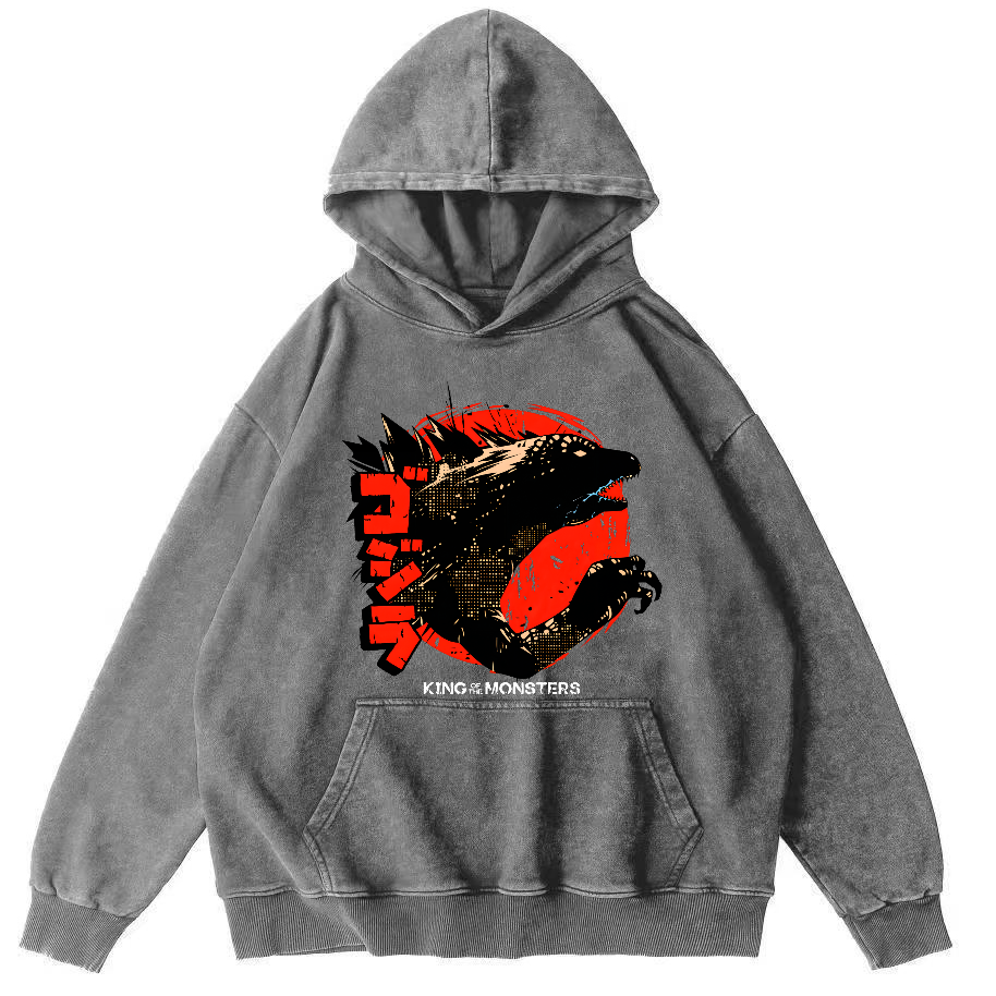 King oF Monsters Vintage Distressed Hoodie-Zazasy