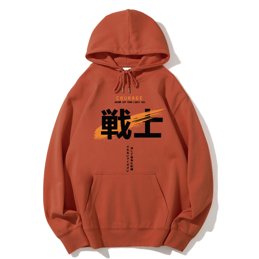 Warrior Japanese Hanzi Cotton Hoodie