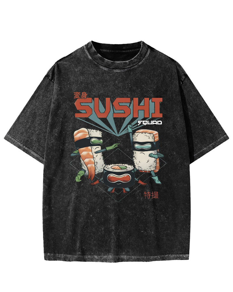 Tokyo Sushi Vintage Washed T-shirt-Zazasy
