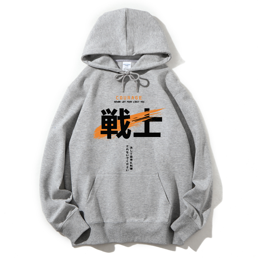 Warrior Japanese Hanzi Cotton Hoodie
