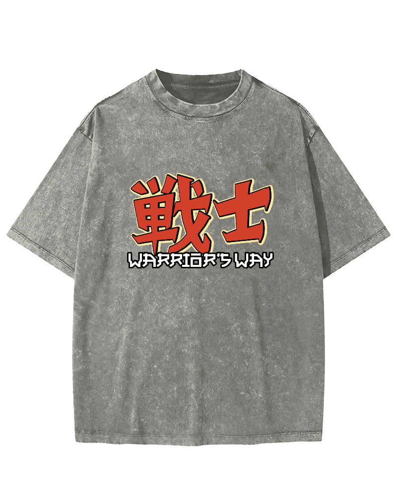 Japanese Warrior Font Vintage Distressed T-shirt-Zazasy