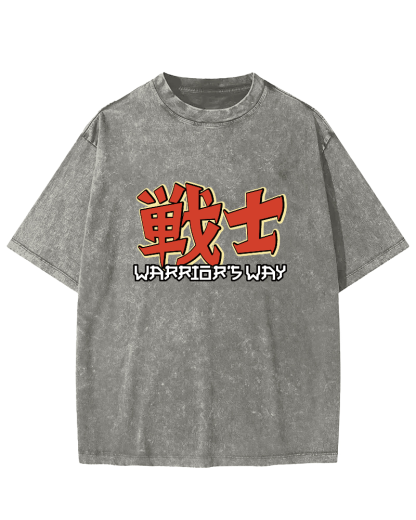 Japanese Warrior Font Vintage Distressed T-shirt-Zazasy