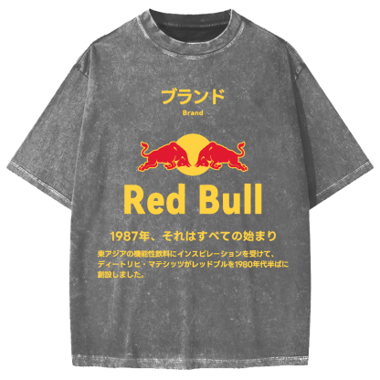 Red Bull Vintage Wash Japanese Design Vintage Washed T-shirt