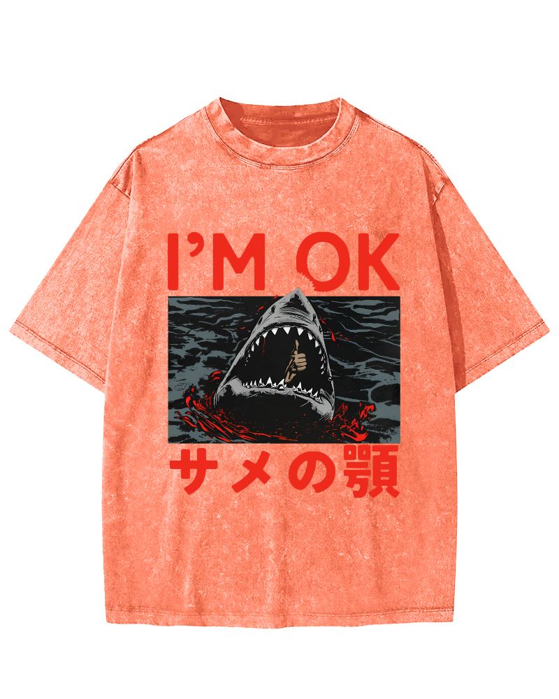 IM OK Japanese Style Vintage Washed T-shirt-Zazasy