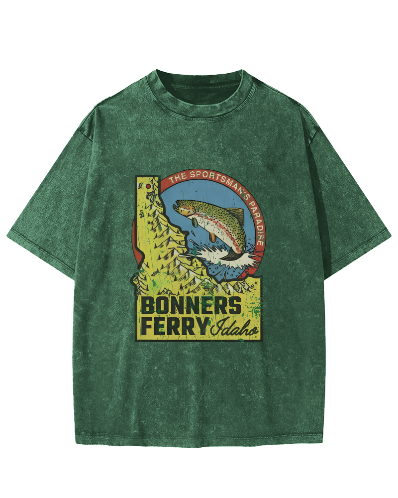 Retro Sea Fish Pattern Vintage Distressed T-shirt-Zazasy