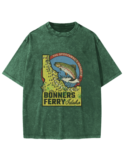 Retro Sea Fish Pattern Vintage Distressed T-shirt-Zazasy