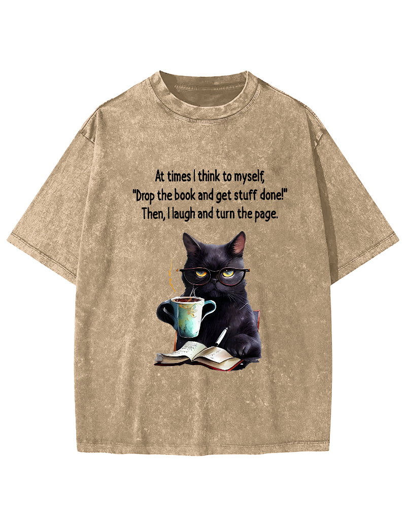 At Times I Think To Myself Drop The Book And Get Stuff Done Vintage Distressed T-shirt-Zazasy