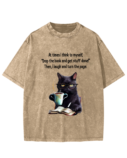 At Times I Think To Myself Drop The Book And Get Stuff Done Vintage Distressed T-shirt-Zazasy