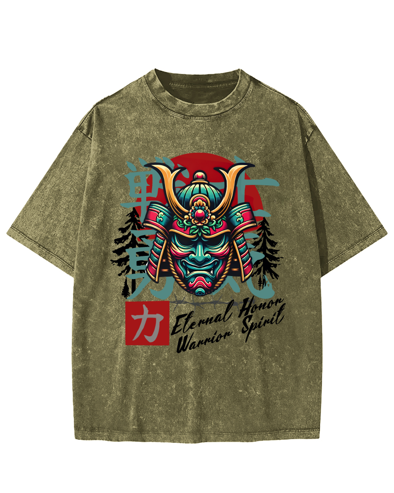 Warrior Courage Abstract Japanese Style Vintage Distressed T-shirt-Zazasy