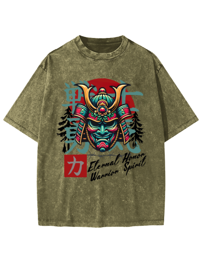 Warrior Courage Abstract Japanese Style Vintage Distressed T-shirt-Zazasy